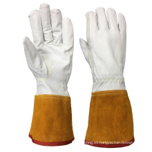 Guantes de soldadura TIG 12 pulgadas Guantes de soldadura de cuero de cuero de cuero de cuero de piel de cabra